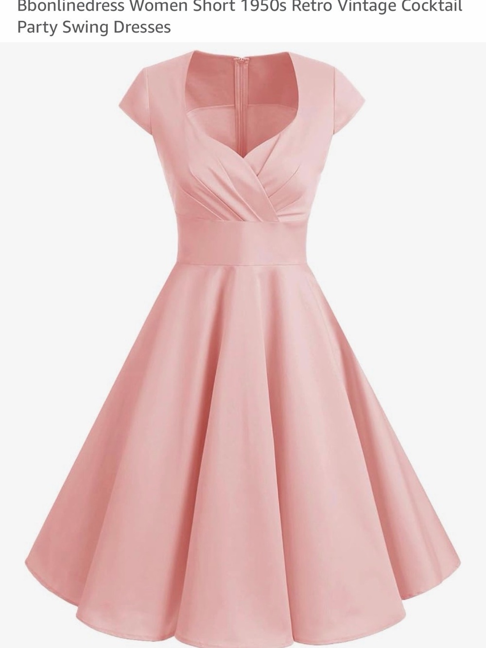 Retro Pink Midi Swing Dress with V-Wrap Bodice